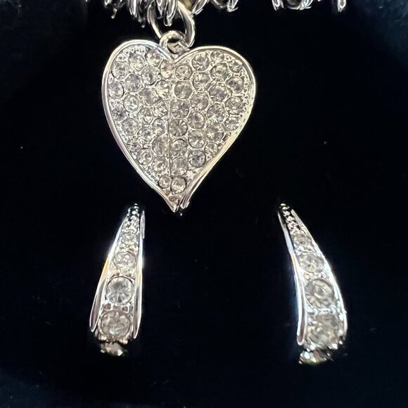 Martin James Of London | Silvertone | Stretch Bracelet & Rhinestone Earring Set - Picture 5 of 6